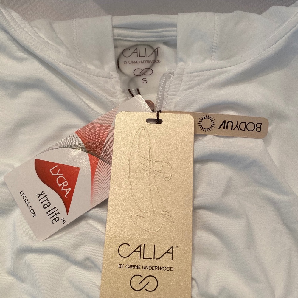 Calia Pure White Hooded Long Sleeved Rashguard Top - Picture 6 of 13